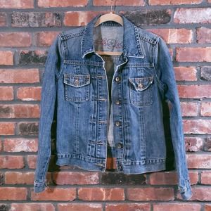 Gap 1969 Medium Wash Button-front Jean Jacket Rigid Denim Classic Women's M